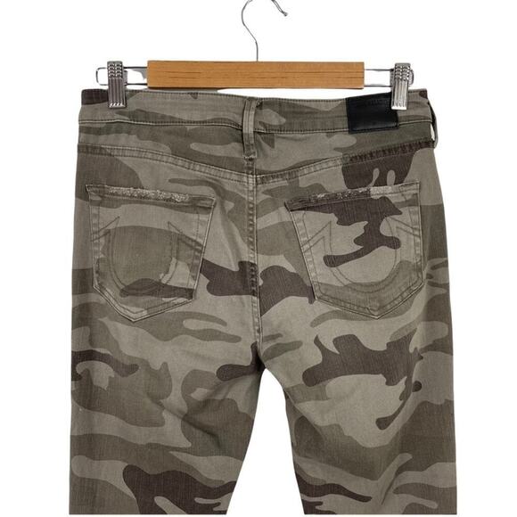True Religion Halle Mid Rise Super Skinny Jeans In Destroyed Distressed Camo 27 - Picture 8 of 14